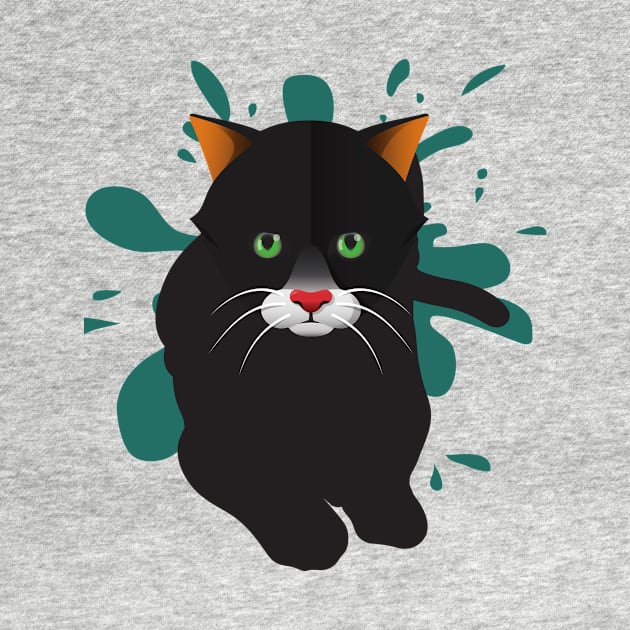 Black Cat / Black Animal / Black and green design by BeatyinChaos